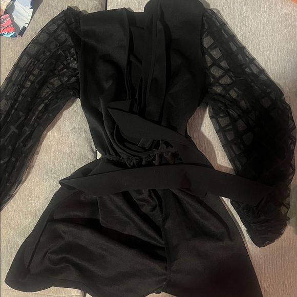 White House Black Market Black Jumpsuit with Sheer Sleeves - Picture 1 of 1